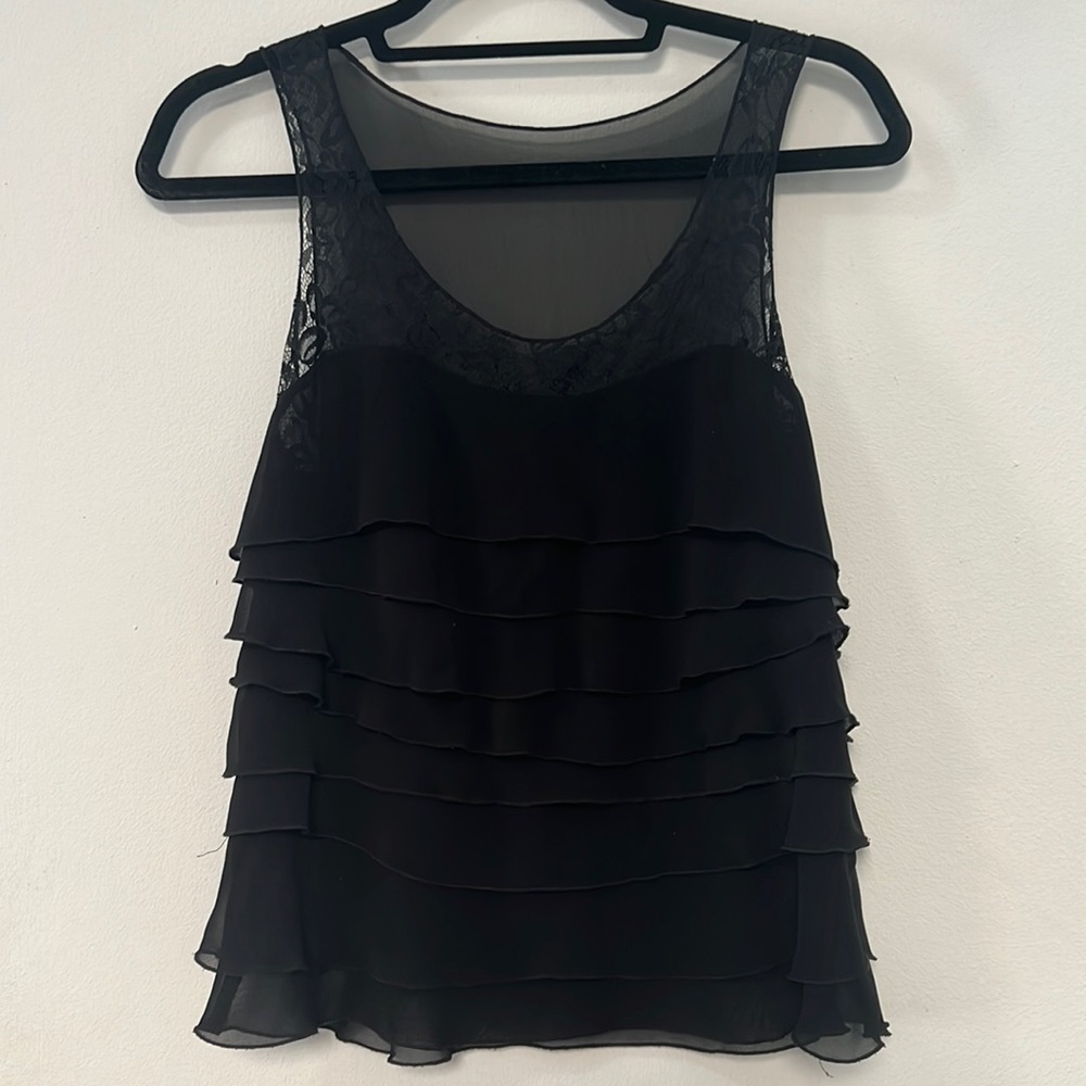 Black Lace Detailed Top, Small